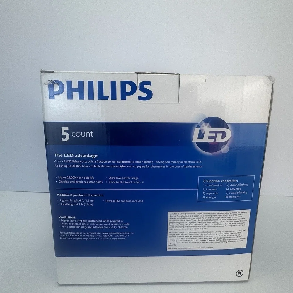 PHILIPS 2011 CHRISTMAS SNOWLAKES LED STRING LIGHT SHOW~TWINKLE FADING 8 FUNCTION